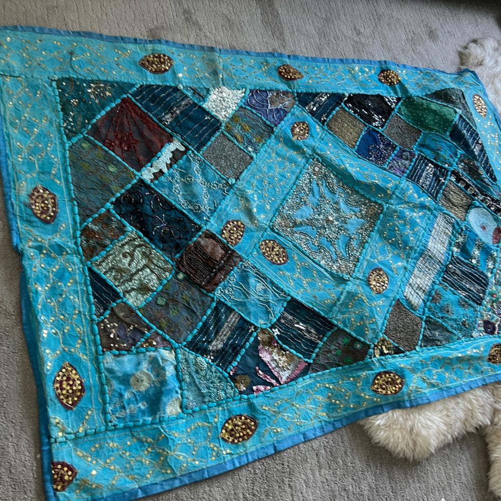 New cotton rug with sequins and beads.